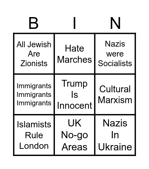 Idiot Bingo Card