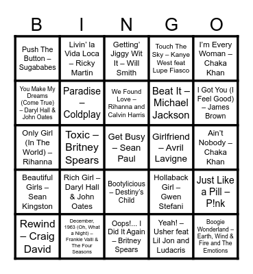 Music Bingo Party (Oots Oots) Bingo Card