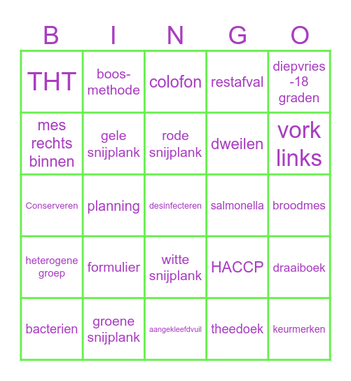 D&P Bingo Card