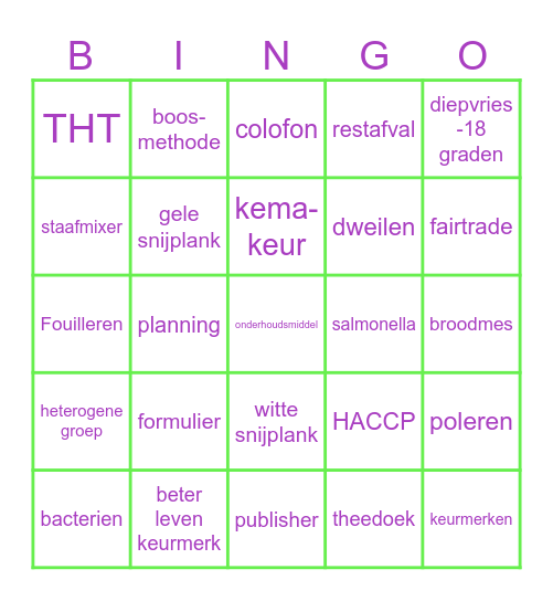 D&P Bingo Card