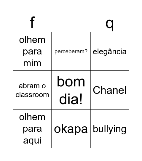 fq Bingo Card