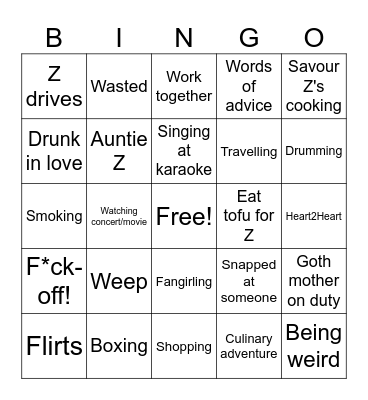 Z's Legendary Living Witness Bingo Card