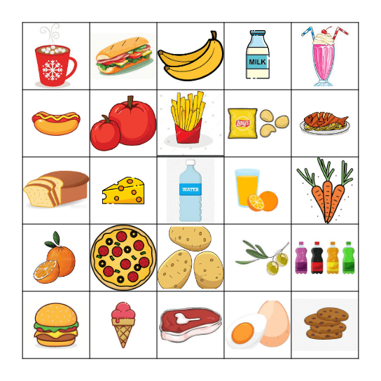 Food and Snacks Bingo Card