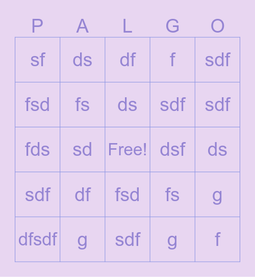 PALCORD MARCH BINGO! Bingo Card