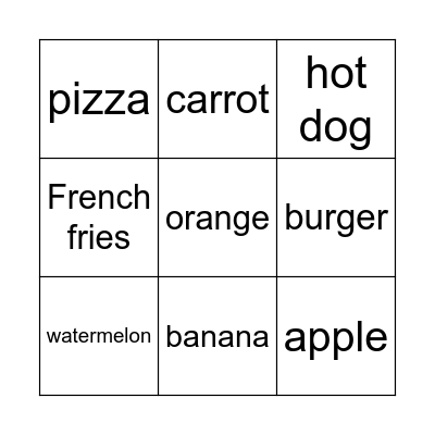 Food Bingo (PLAY2, 1.7) Bingo Card
