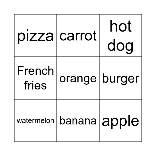 Food Bingo (PLAY2, 1.7) Bingo Card