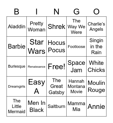 Movie Music Bingo Card