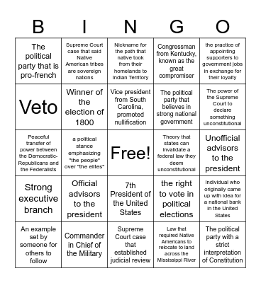 Midterm Review Bingo Card