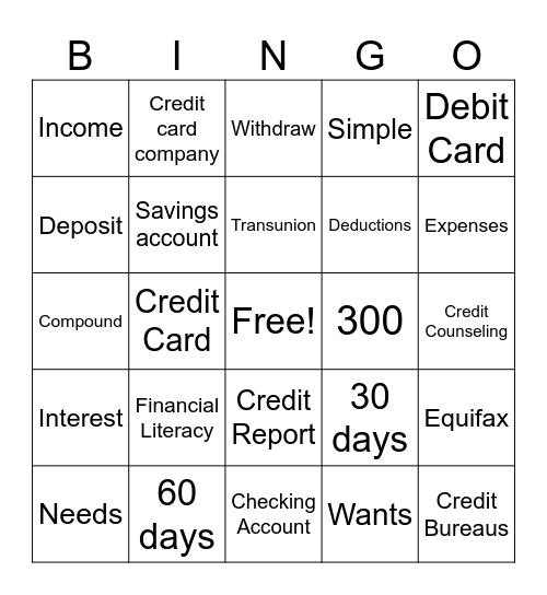 Financial Literature Bingo Card