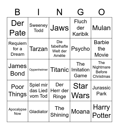 Vorplatz-Musik-Bingo Card