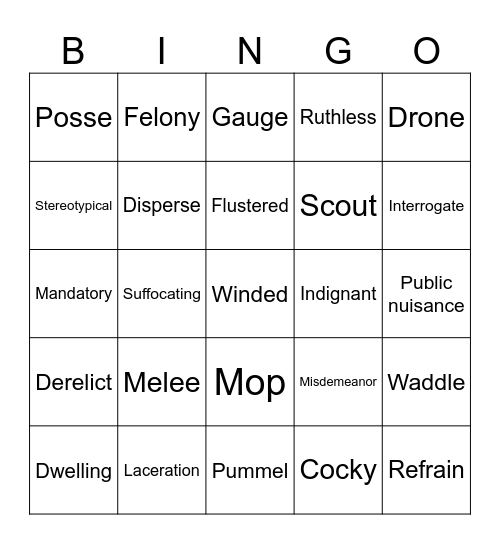 Vocab Station BINGO Card