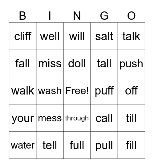 S.P.I.R.E. Level-1 Lessons 1-3 Bingo Card