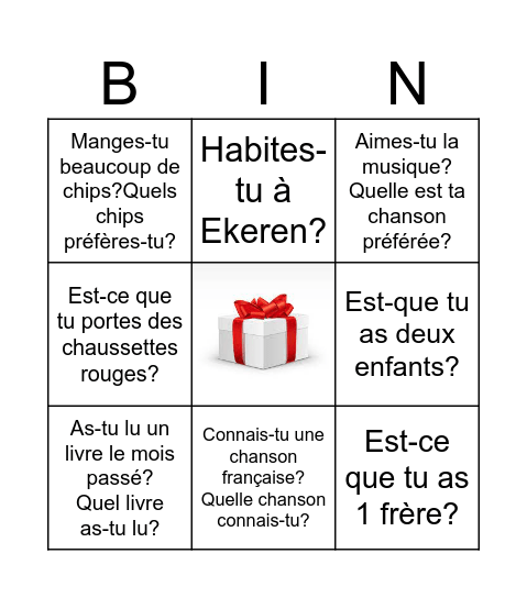 Quel copain dit OUI? Note le nom. Bingo Card