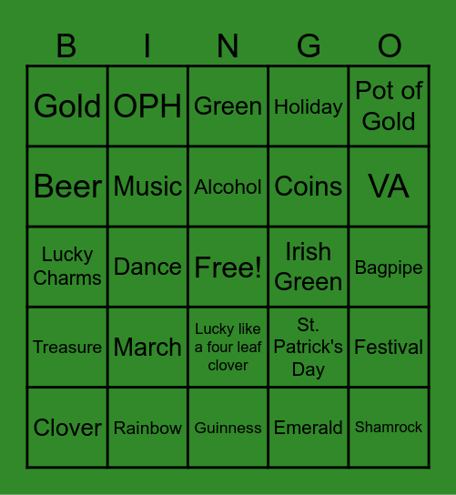 Food Drive BINGO Card