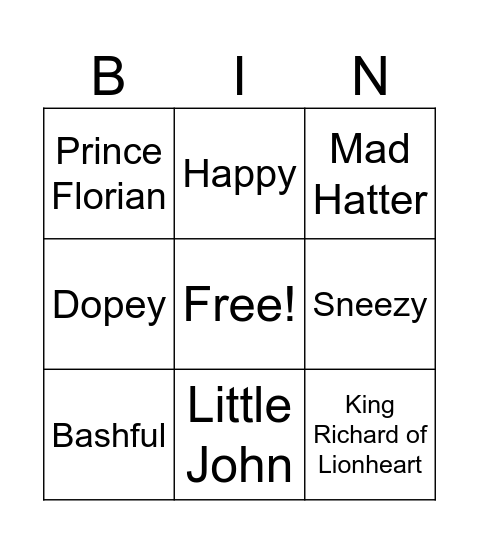 World Book Day Bingo Card