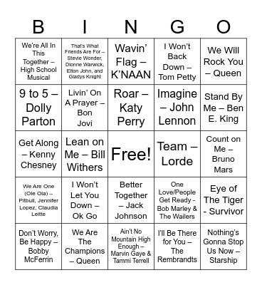 Music Bingo Card