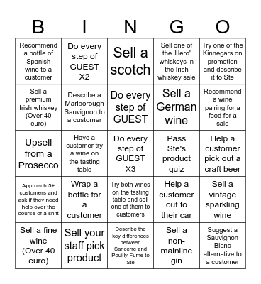 Customer Service Bingo Card