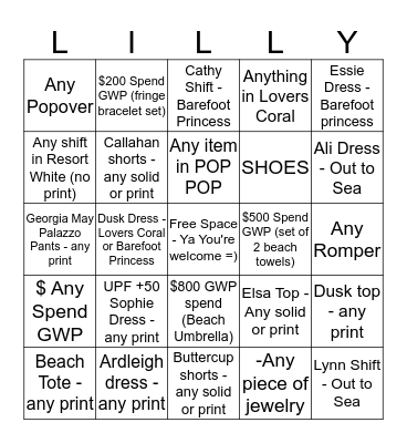Splash into Summer Bingo Card