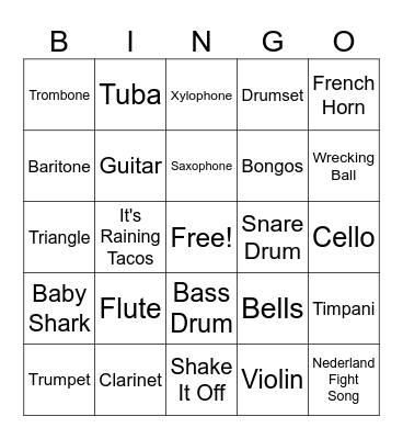 Band Bingo! Bingo Card