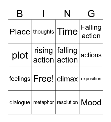 Fiction Bingo Card