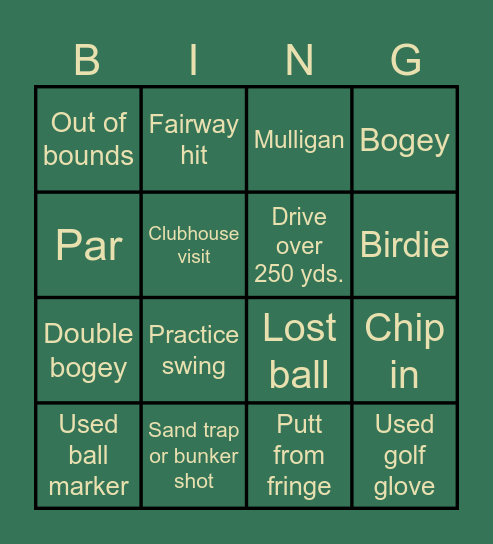 EllieFest 2024 Golf Bingo Card