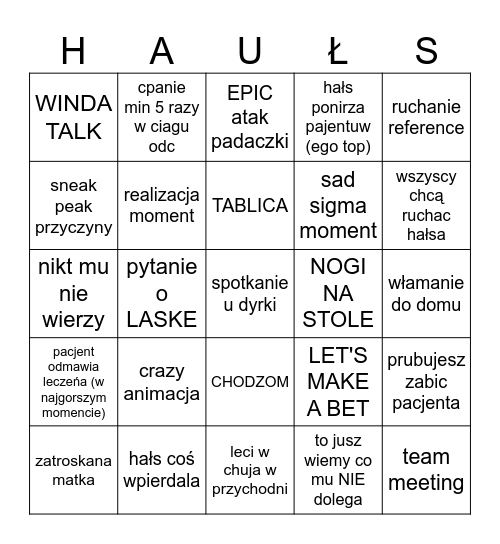 DR DOM Bingo Card