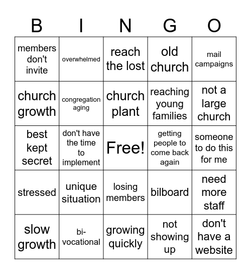 Caleb Bingo Card