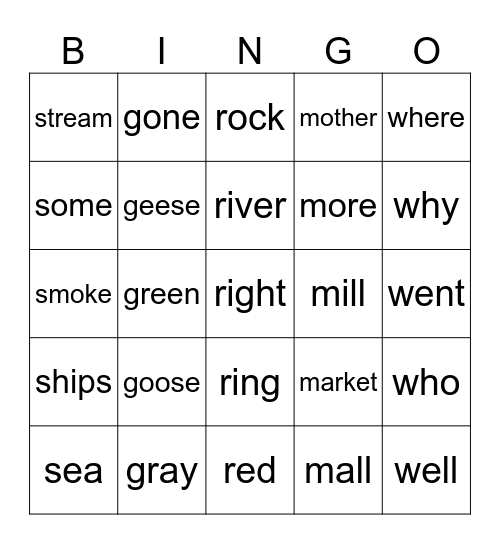 Geese Bingo Card
