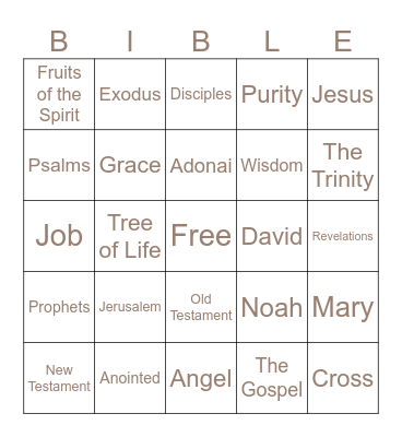Tribe of Judah Bingo Card