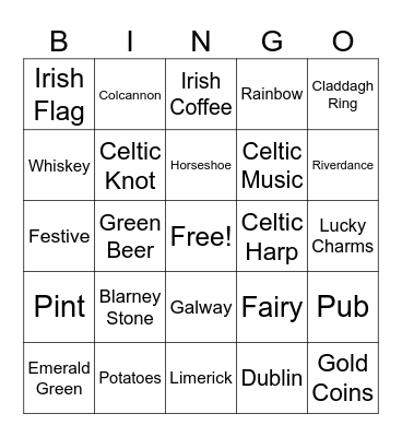 St. Patrick's Day Bingo Card