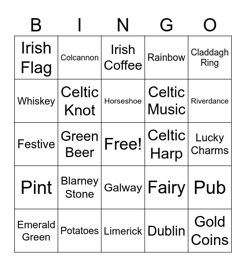 St. Patrick's Day Bingo Card