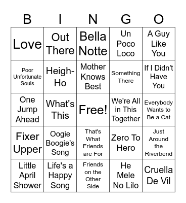 Disney Bingo Card