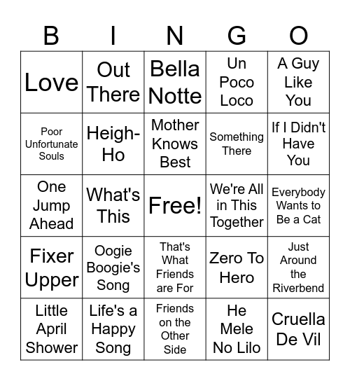 Disney Bingo Card