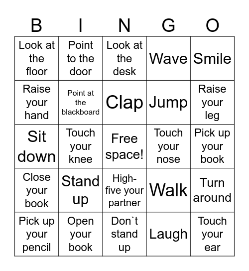 Imperative Bingo Card