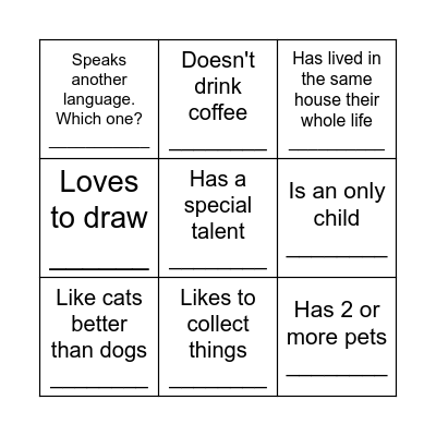 Find Someone Who... Bingo Card