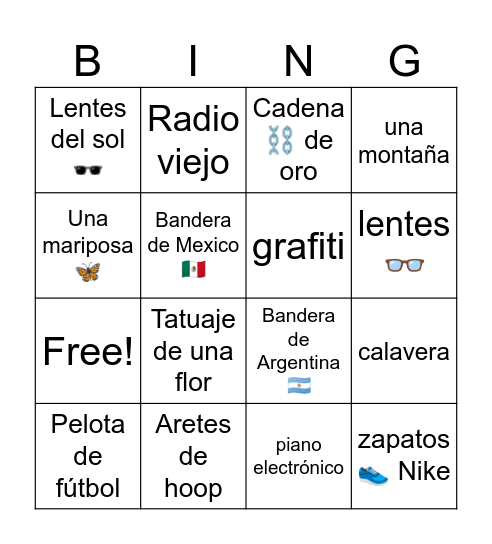 Ojitos Rojos Veo Veo Bingo Card