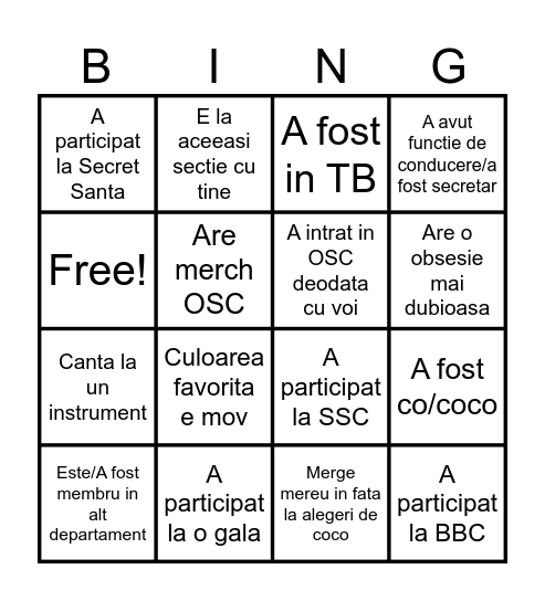 RE Bingo Card