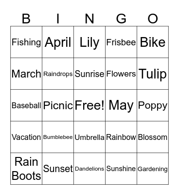 Spring Bingo Card