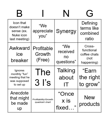 Meeting Bingo Card