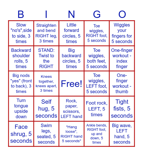 GET MOVING BINGO Card