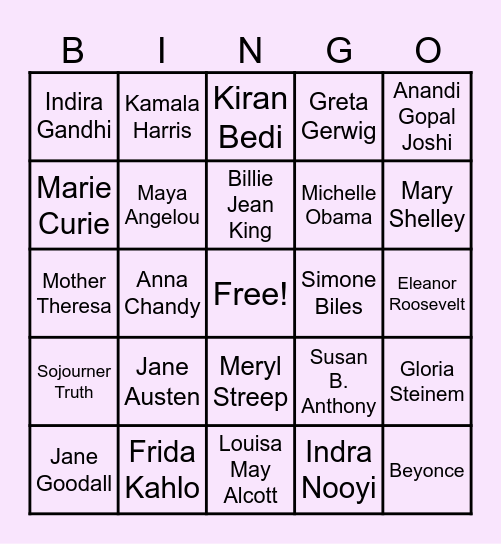 International Women's Day! Bingo Card