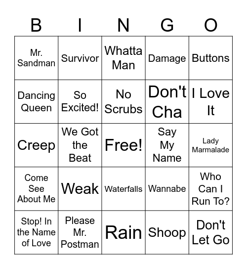 Girl Groups - WHM Bingo Card