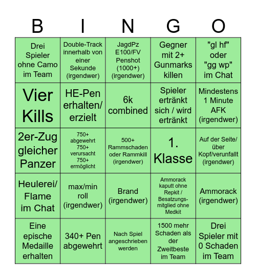 WoT-Bingo (einfach) Bingo Card