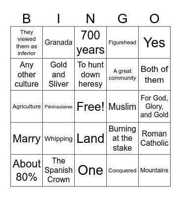 Spanish Bingo Card