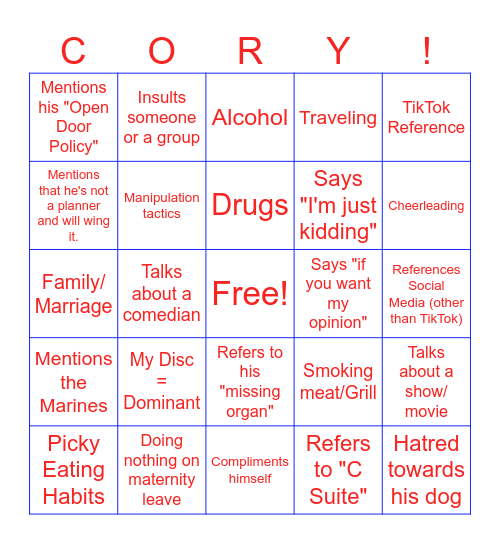 *Should come with a warning label* Bingo Card