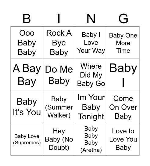 BABY BINGO Card