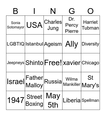 Diversity Bingo Card