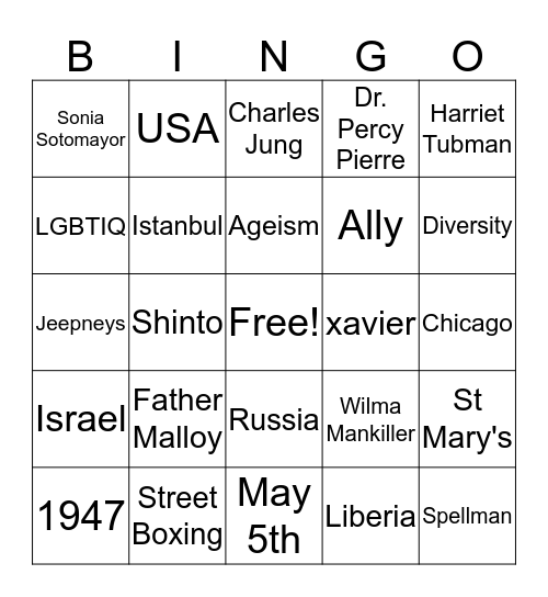 Diversity Bingo Card