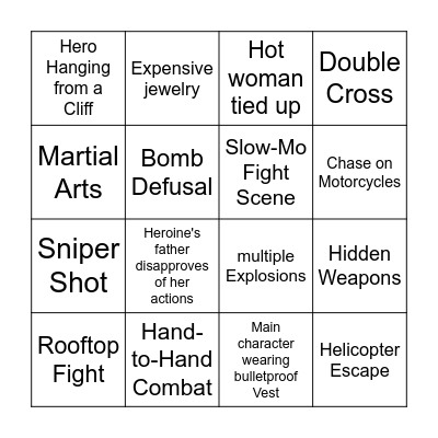 Bollywood Bingo Card