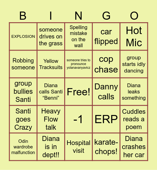 Diana and Friends bingo! :) Bingo Card